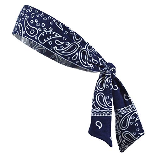Headbands Tie on Headband for Women Men Running Athletic Hair Head Band Elastic Sports Sweat Basketball Sweatband Stetchy Yoga Workout Sweatbands Adjustable Non-Slip Moisture Wicking - color: Blue Bandana