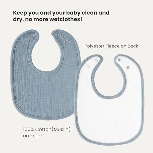 Konssy Muslin Baby Bibs 8 Pack Baby Bandana Drool Bibs Cotton for Unisex Boys and Girls, Soft Absorbent Set for Teething and Drooling - color: Ocean