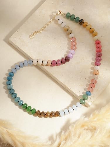 Sacina Trendy Boho Colorful Beaded Crystal Choker, Y2k Summer Beach Necklace, Boho Necklace, Hippie Jewelry, Christmas Jewelry Gift for Women - color: H