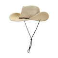 Straw Cowboy Hats Western Cowgirl Hat for Holiday Woven Beach Sun Hat with Shapeable Wide Brim Cowboy Hat for Women/Men - color: Beige