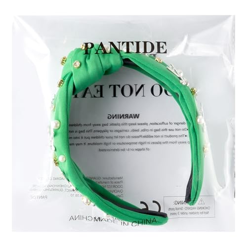 PANTIDE Golf Jeweled Knotted Headband - Golf Club Ball Pearl Rhinestone Embellished Headband Non Slip Wide Top Knot Costume Hairband Hair Accessories Sport Party Birthday Gift for Women Girls (Green) - color: Green Golf