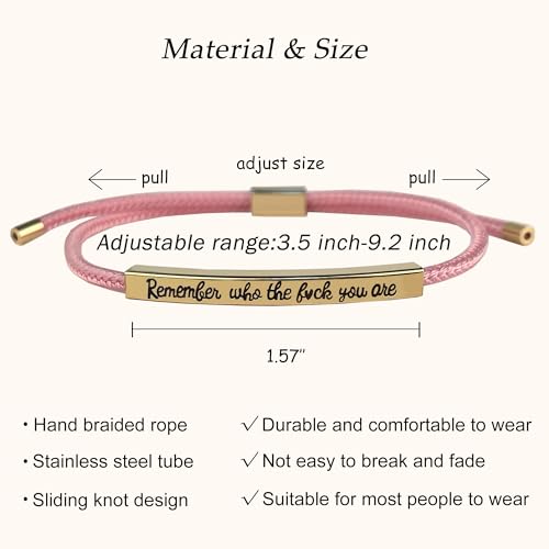 LINY Inspirational Gifts for Women Men, Dont Let The Hard Days Win Gifts, Motivational Inspirational Tube Bracelets Friendship Birthday Meaningful Gift for Friends Female - color: Remember Who-Tube Pink+Gold