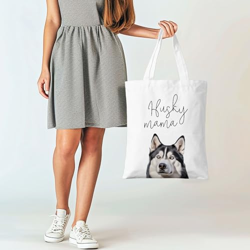 Dog Mama Canvas Tote Bag for Women, Dogs Lover Gift for Dog Mom, Birthday Christmas Cute Rottweiler Gifts For Women. - color: Husky Mama (027)
