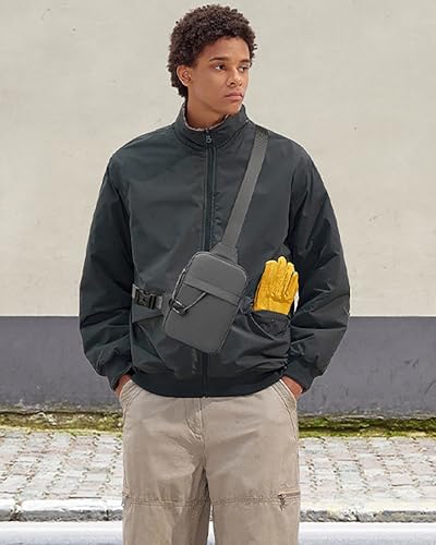 Peicees Small Anti-theft Sling Bag for Men Women Waterproof Mini Crossbody Backpack Chest Bag Travel Passport Phone Holder, Grey - color: Grey