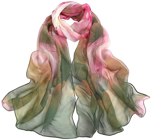 MINIDORA Lightweight Scarves for Women Elegant Floral Pattern Scarf Shawls Sunscreen Head Shawls - color: Style 1-green