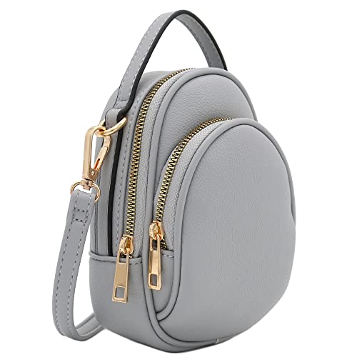 FashionPuzzle Two Compartment Mini Crossbody Bag | Two Compartment - color: Light Grey