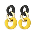 Charm Elegant Hollow Color Chain Acrylic Geometric Temperament Dangle Drop Earrings Bohemian Minimalist Hypoallergenic Jewelry Gift - color: Black Yellow earrings
