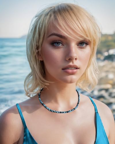 Simple Choker Necklace for Women Real Stone and Crystals Necklaces 4mm Beaded Choker Jewelry Meditation Gift for Women (16"+2") - style: Alabaster