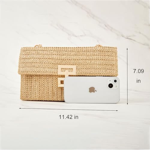 Huralona Women Straw Woven Clutch Purse Pleated Handbag for Summer Beach Vacation Straw Shoulder Crossbody Bag - color: Rainbow1