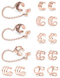 SCERRING Ear Cuff Fake Lip Helix Cartilage Clip On Wrap Earrings Non Piercing Earring Jewelry Set For Women Stainless Steel 15PCS - color: 15PCS - Rose Gold