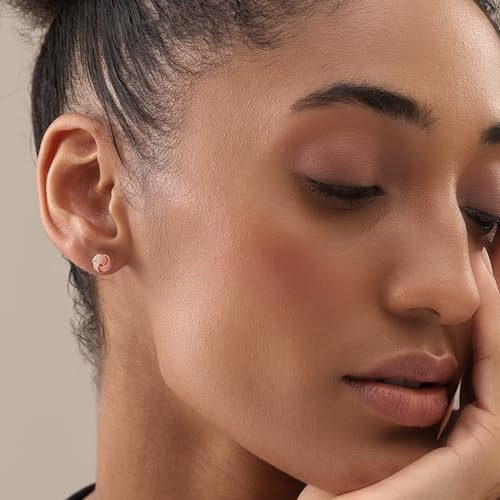LeCalla Sterling Silver Love Knot Stud Earrings - Lightweight Italian Design Twisted Earrings for Women - color: Rose-Gold Knot