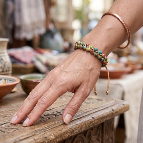 Sriomu 7 Chakra Bracelets for Women Handmade Natural Jasper Stone Healing Bead Bracelet Women Men Boho Friendship Inspirational Jewelry Natural Jasper Stone Double Layer Healing Bead Jewelry Gifts - color: A-Colorful（Life)