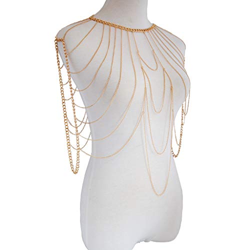 Women's Sexy Suit Body Chain - color: Multilayer Shoulder Body Chain-Gold Color-5