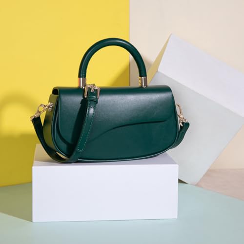 Milan Chiva Small Top Handle Purse for Women Elegant Crossbody Bag with Adjustable Strap for Evening Party & Daily Use - color: Green