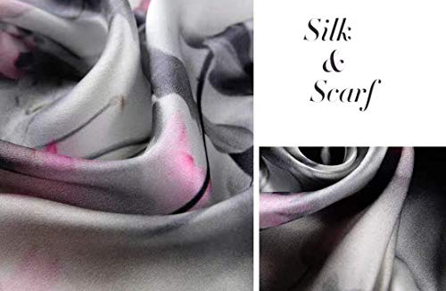 ANDANTINO 100% Silk Long Scarf-Women Large Oblong Shawls with Gift Packed - color: Ink Painting-lotus