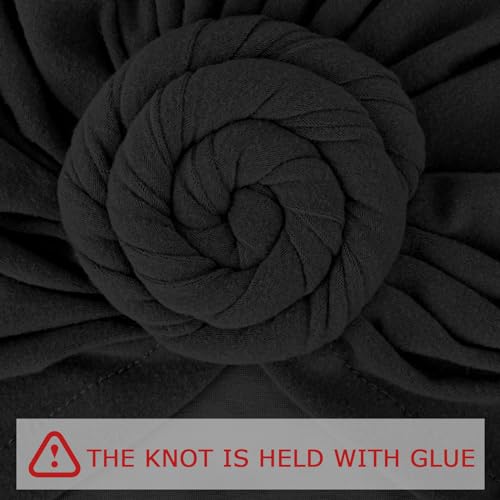 DRESHOW 5 Pack Knotted Headwraps for Women African Turban Pre-Knotted Beanie Headwraps Hair Covers - color: 5 Pack Donuts: Dark Grey, Khaki, Dark Khaki, Navy Blue, Black