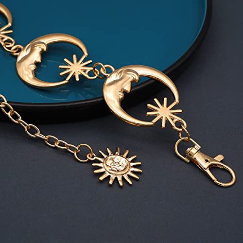 Metal Waist Chain Body Belly Belt Chains Jewelry Accessories for Women - color: Moon Gold, size: XL: 59 in