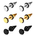 Aroncent 12PCS Stainless Steel Fake Tapers Mens Earrings Illusion Tunnel Cheater Piercing Jewelry Set for Men Women - color: A5