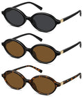 WOWSUN Retro Oval Sunglasses Womens Trendy Sun Glasses Sunnies UV400 Protection - color: 3 Pack: Black+tortoise Frame Brown Lens+black Frame Brown Lens
