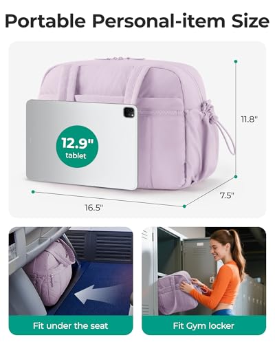 BAGSMART Gym Bag for Women, Duffle Bag for Travel with Wet Pocket, Lightweight Carry on Weekender Duffel, Water Resistant - color: Lavender, size: Medium