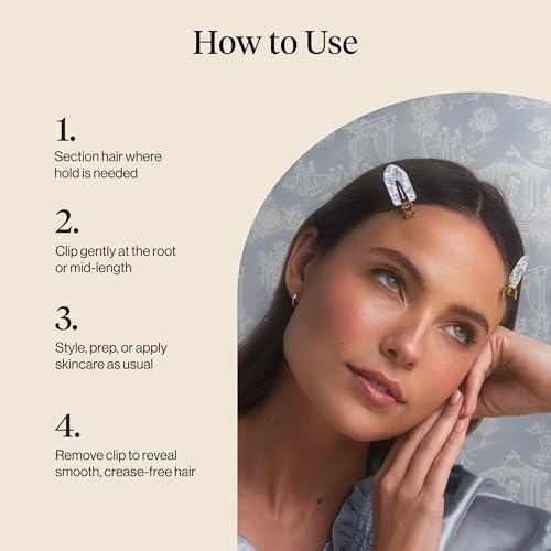 Bridgerton x Kitsch Creaseless Hair Clips for Women - No Crease, No Bend Hair Clips for Styling, Bangs, Makeup Application, Face Wash | Recycled Acrylic - Toile in Bloom | Ideal Gifts for Women, 4pcs - color: Toile in Bloom