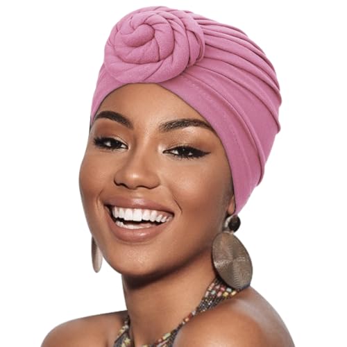 African Women Turban Caps Pre-Tied Twisted Turbans Head Scarf for Women Hair Wraps Cover Beanie Cancer Chemo Headwear - color: 1 Pack Twisted Braid: Taro Purple