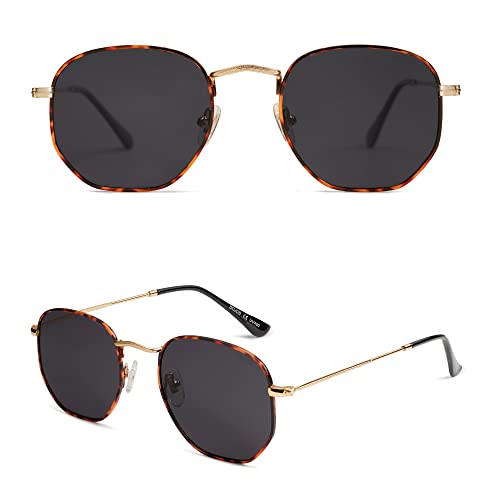 SOJOS Square Polarized Sunglasses for Women Men Small Hexagonal Polygon Shades SJ1072 - color: Multicolor