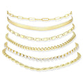 Besteel Ankle Bracelets for Women Waterproof - 14K Gold Plated Non Tarnish Layered Cuban Link Chain Rope Figaro Herringbone Anklets Set Plus Size Anklet Summer Foot Jewelry Gift Adjustable 8-12 Inch - style: 6 Pcs Gold Tennis-8.5+2.5 Inch