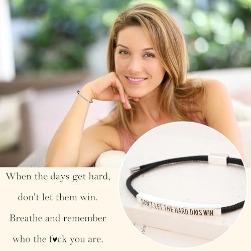 LINY Inspirational Gifts for Women Men, Dont Let The Hard Days Win Gifts, Motivational Inspirational Tube Bracelets Friendship Birthday Meaningful Gift for Friends Female - color: 2Pcs Dont Let-Tube Black+Silver