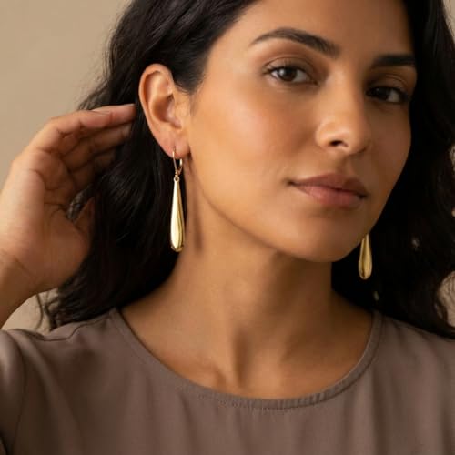 Leverback Dangle Drop Earrings for Women, Hypoallergenic Lightweight Minimalist Jewelry, Fashion Gift for Her, Birthday Anniversary - color: B-Gold