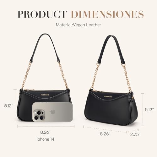 Missnine Purses for Women, Shoulder Bag Small Handbags Vegan Leather Underarm Bags Trendy Hobo Cute Clutch Purse - color: 3-black【multi-pockets】