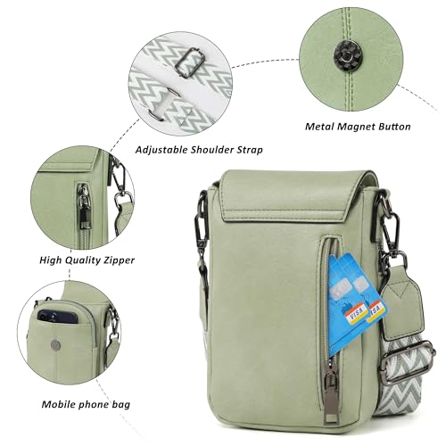 TANTOMI Small Crossbody Bags for Women Trendy, Cell Phone Purses Wallet with 4 Card Slots, Small Purses with Adjustable Strap - color: 05-light Green