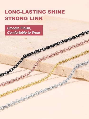 FOCALOOK Womens Chain Necklaces 1mm/1.4mm/2mm Cable Chain Necklace, 316L Stainless Steel Silver/Black/14K Gold/Rose Gold Plated, Hypoallergenic Chains for Pendant,14-30" - color: 2mm 14K Gold Plated, size: 20 Inch