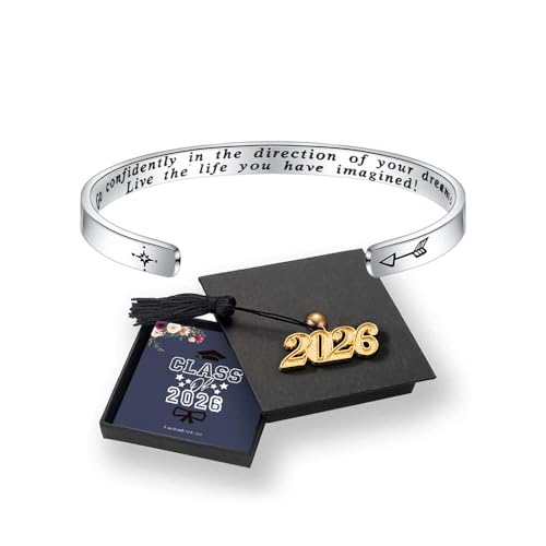 M MOOHAM Graduation Gift for Her Him 2026, Inspirational Graduation Bracelets Class of 2026 High School College Graduation Gift for Her with Graduation Box - style: With Box -Go confidently in the direction of your dreams,Live the life you have imagined!