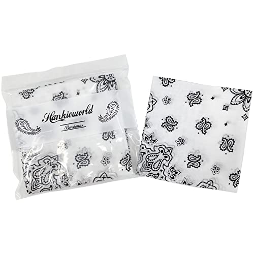 Single Pack Bandanas 60s Premium Cotton Soft Thin Handfeel Large Handkerchief for Men and Women - color: 1 Pack-white