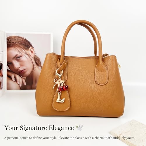 Cute Initial Cherry, Bow, Heart & More Styles - Personalized Keychain Bag Charms & Purse Accessories for Handbags - color: Red Cherry, style: L