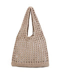 Crochet Mesh Beach Tote Shoulder Handbags Hobo Summer Aesthetic Women's Bag - color: White Black Brown Green