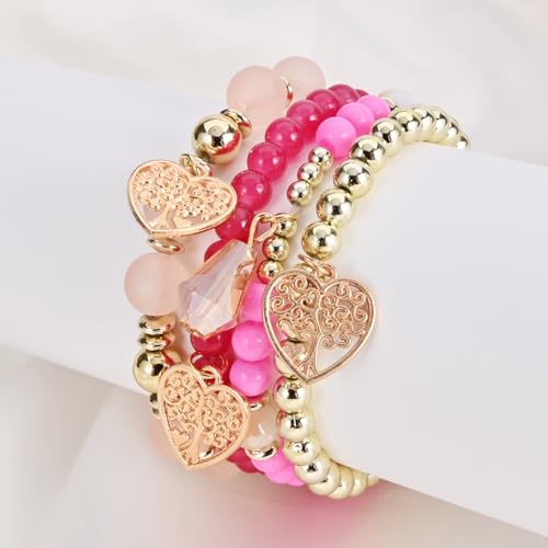 Bohemian Bracelet Sets for Women - 6 Sets Stackable Stretch Bracelets Multi-color Boho Jewelry for Women Hippie Bracelets Dainty Jewelry - color: Blue Boho bracelets