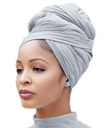 Nonbongoy Head Wraps for Black Women Stretch Headwraps Large Hair Wraps Hijab Scarves for Muslim Head Scarf Turban Headbands - color: 1-light Grey Headwrap
