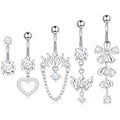 Shakalaka Dangle Belly Button Rings Piercing Jewelry for Women Surgical Stainless Steel Navel Dangly - color: Silver