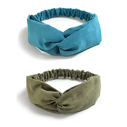 DRESHOW 10 Pack Boho Headbands for Women Girls Elastic Back Criss Cross Hair Band Twisted Head Wrap Solid Hair Accessories - color: 10 Pack Da