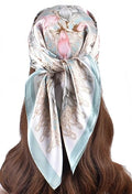 MINIDORA Satin Scarves for Women 27.5 × 27.5 inches Medium Square Elegant Silk Feeling Head Scarf - color: C008-light Blue