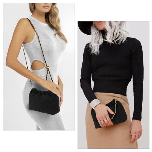 Joryin Woven Women's Crossbody Bag & Evening Purse, Trendy Dumpling Clutch & Hobo Cloud Shoulder Bag Trendy Dumpling Clutch - color: Woven Suede-black