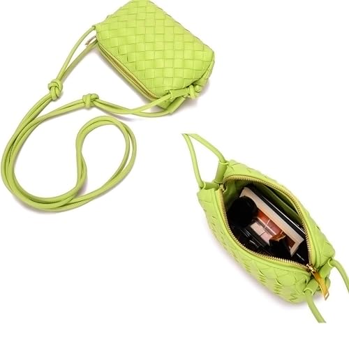 ZEDIUH Woven Bag for Women Crossbody Shoulderbag, Small Vegan Leather Purse - color: Light Green