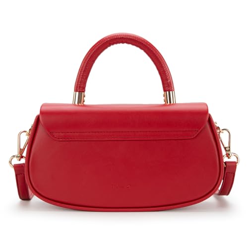 Milan Chiva Small Top Handle Purse for Women Elegant Crossbody Bag with Adjustable Strap for Evening Party & Daily Use - color: Crimson