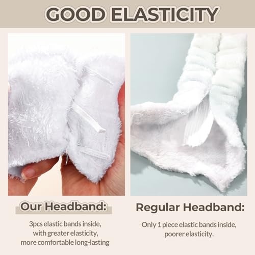 LEOBRO Spa Headband, 6pcs Makeup Headbands and Hair Scrunchies, Bow Skin Care Headband for Washing Face for Teen Girls Women, Easter Basket Valentines Gifts for Girls, Black & White & Gray - color: Black, White, and Gray