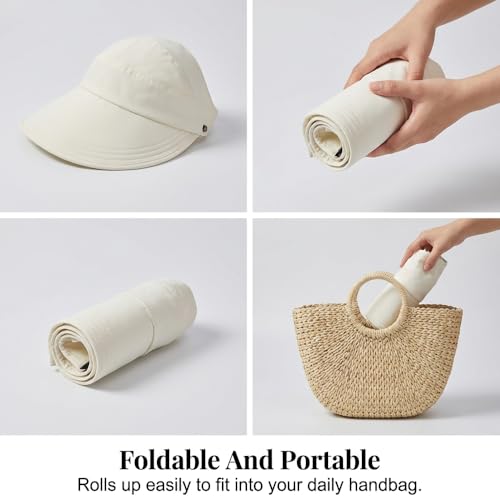 2 Pcs Women's Trendy Breathable Sun Hat, 2026 New Wide Brim UV Protection Hollow Top Sun Hat Summer Beach Packable Visor - color: White