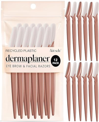 Kitsch Dermaplane Razor for Women Face – Face Razors for Women & Men, Eye Brow Razors & Face Shaver – Exfoliating Facial Razor & Dermaplaner as Skin Care Tool for Smoother Skin - Terracotta, 12 pcs - color: Terracotta, size: 12 Count (Pack of 1)