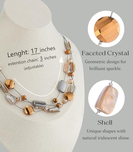 FULU AUTUMN Beaded Statement Necklaces for Women Shell Bead Chunky Collar Necklace Summer Layer boho Costume Jewelry for Her - color: Brown