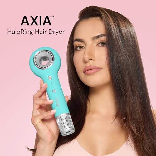 L'ANGE HAIR Axia HaloRing Ionic Hair Dryer | High Speed Professional Blow Dryer for Smooth, Frizz-Free Styles | Lightweight Brushless Motor with Concentrator & Wall Mount | 4 Heat Settings | Blue - color: Blue